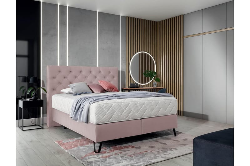 Katsumi Sengepakke Rammeseng 140x200 cm - Lyserosa - Møbler - Senger - Komplett sengepakke