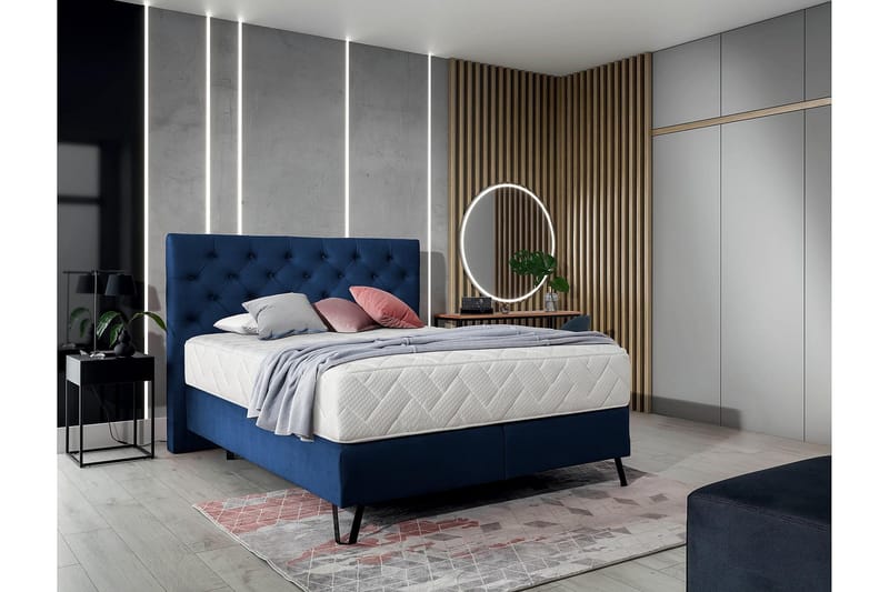 Katsumi Sengepakke Rammeseng 140x200 cm - Mørkeblå - Møbler - Senger - Komplett sengepakke