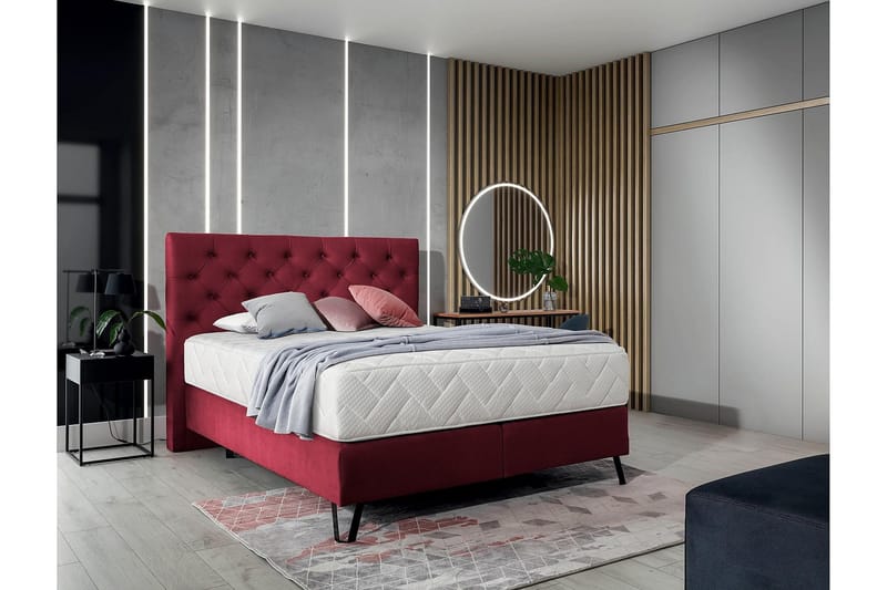 Katsumi Sengepakke Rammeseng 140x200 cm - Mørkerosa - Møbler - Senger - Komplett sengepakke