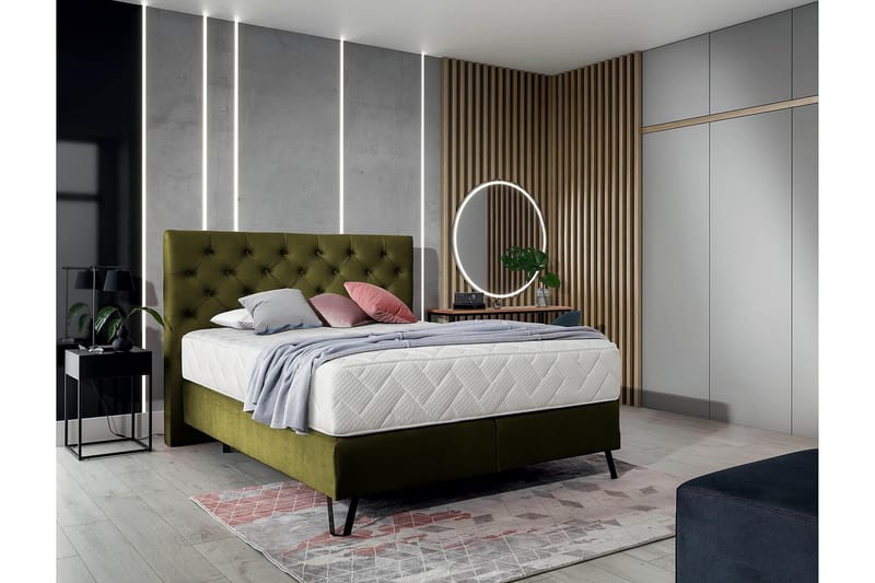 Katsumi Sengepakke Rammeseng 140x200 cm - Olivengrønn - Møbler - Senger - Komplett sengepakke