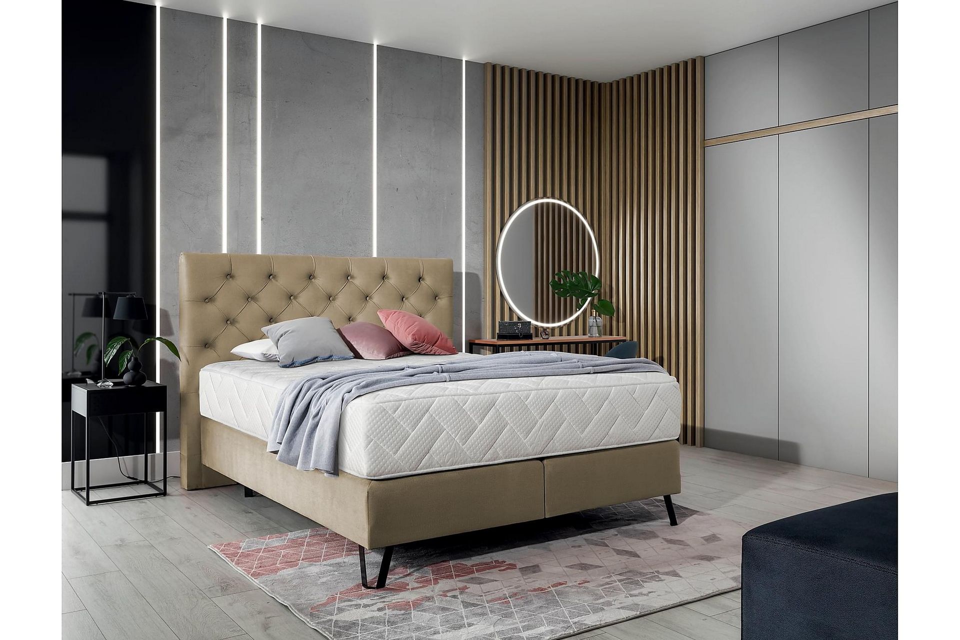 Katsumi Sengepakke Rammeseng 160x200 cm - Beige - Møbler - Senger - Komplett sengepakke