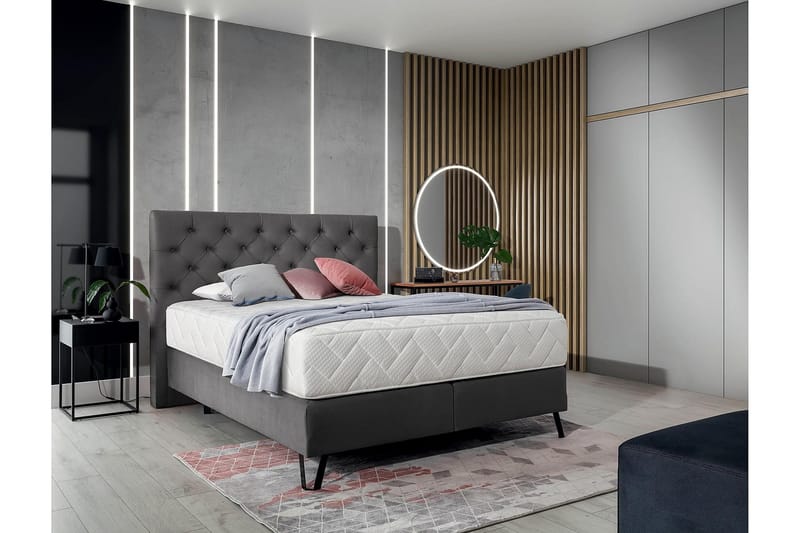 Katsumi Sengepakke Rammeseng 160x200 cm - Grå - Møbler - Senger - Komplett sengepakke