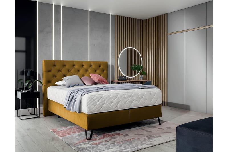 Katsumi Sengepakke Rammeseng 180x200 cm - Gul - Møbler - Senger - Komplett sengepakke