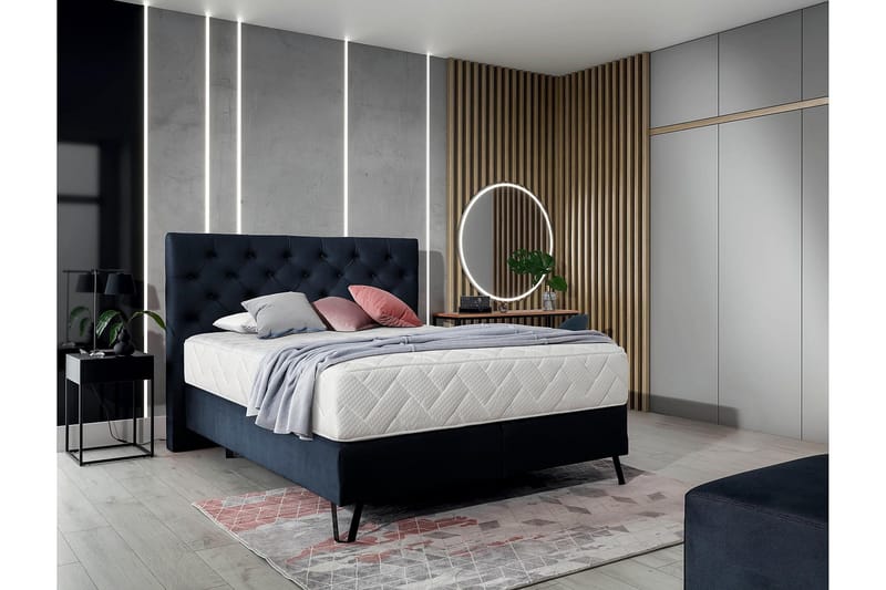 Katsumi Sengepakke Rammeseng 180x200 cm - Mørkeblå - Møbler - Senger - Komplett sengepakke