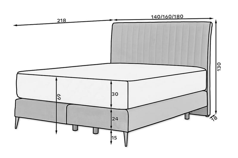 Katsuo Sengepakke Rammeseng 140x200 cm - Blå - Møbler - Senger - Komplett sengepakke