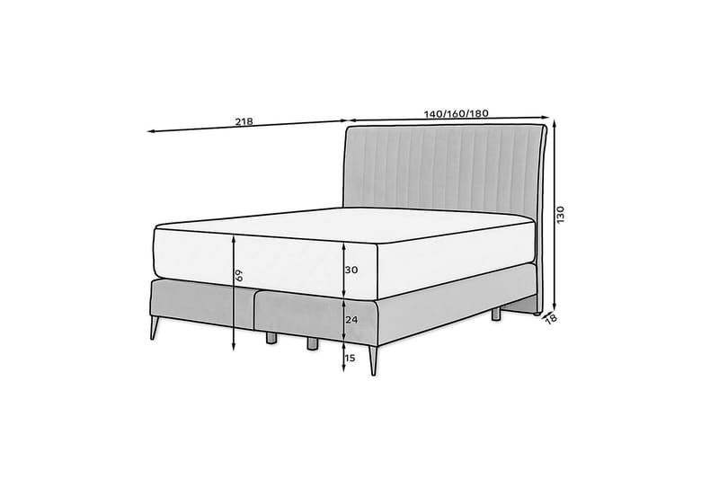 Katsuo Sengepakke Rammeseng 140x200 cm - Grå - Møbler - Senger - Komplett sengepakke