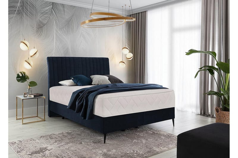 Katsuo Sengepakke Rammeseng 140x200 cm - Mørkeblå - Møbler - Senger - Komplett sengepakke