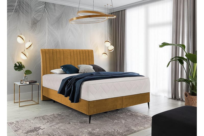 Katsuo Sengepakke Rammeseng 160x200 cm - Gul - Møbler - Senger - Komplett sengepakke