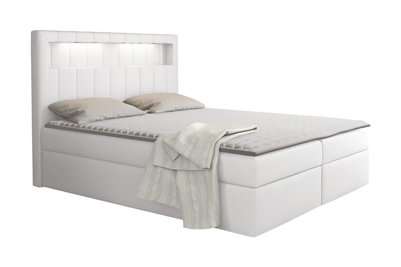 Kontinentalseng 120x200 - Hvit - Komplett sengepakke - Seng med oppbevaring