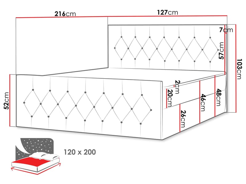 Kontinentalseng 127x216 cm - Gul - Møbler - Senger - Komplett sengepakke