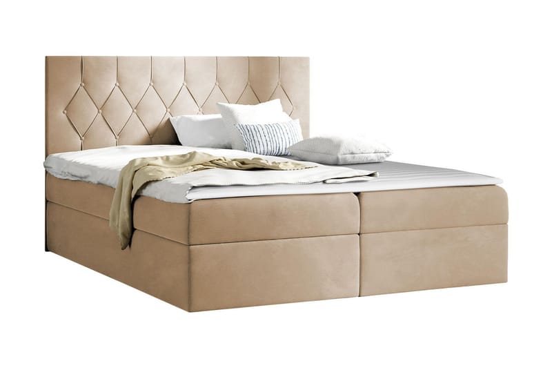 Kontinentalseng 144x208 cm - Beige - Komplett sengepakke - Seng med oppbevaring