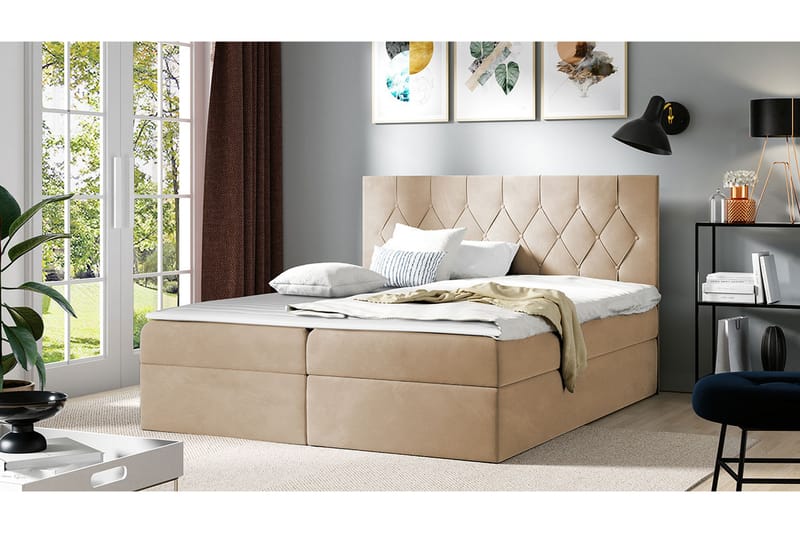 Kontinentalseng 144x208 cm - Beige - Møbler - Senger - Komplett sengepakke
