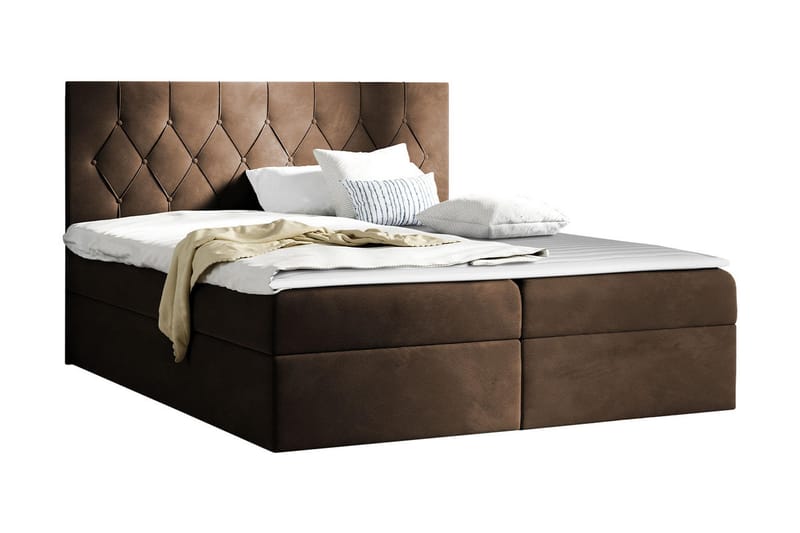 Kontinentalseng 144x208 cm - Brun - Komplett sengepakke - Seng med oppbevaring