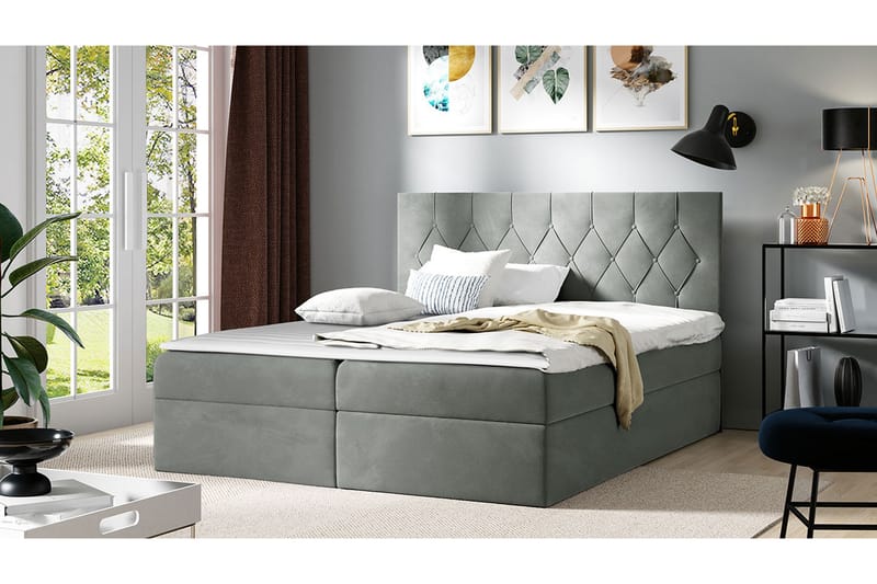 Kontinentalseng 144x208 cm - Grå - Møbler - Senger - Komplett sengepakke
