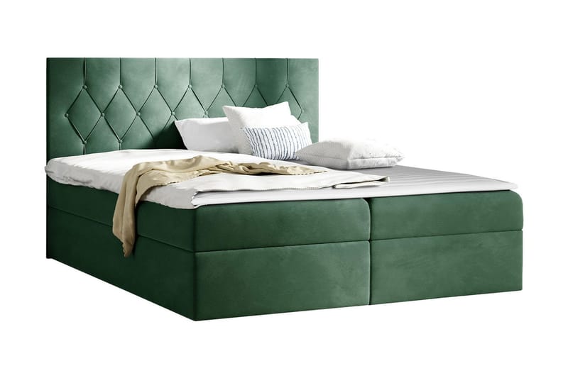 Kontinentalseng 144x208 cm - Grønn - Seng med oppbevaring - Komplett sengepakke