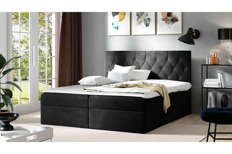 Kontinentalseng 144x208 cm - Svart - Møbler - Senger - Komplett sengepakke