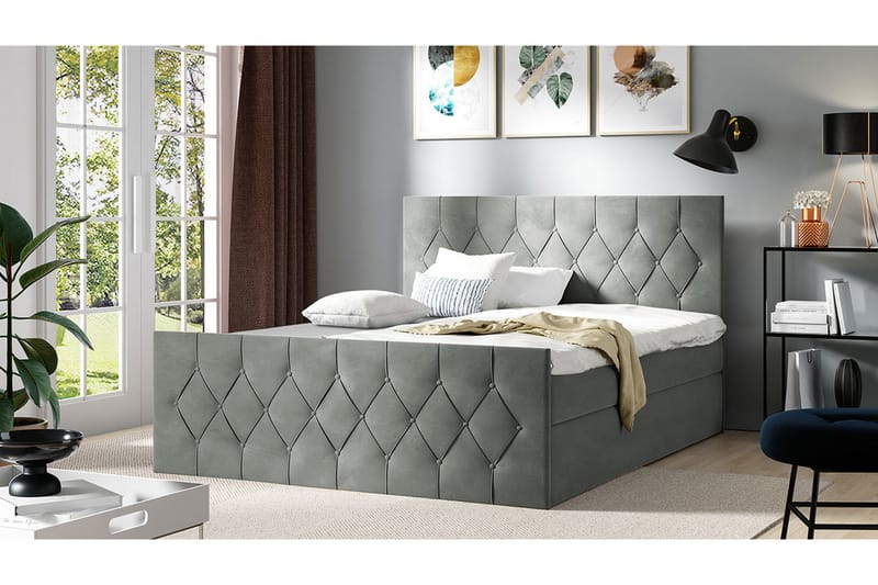 Kontinentalseng 147x216 cm - Grå - Møbler - Senger - Komplett sengepakke