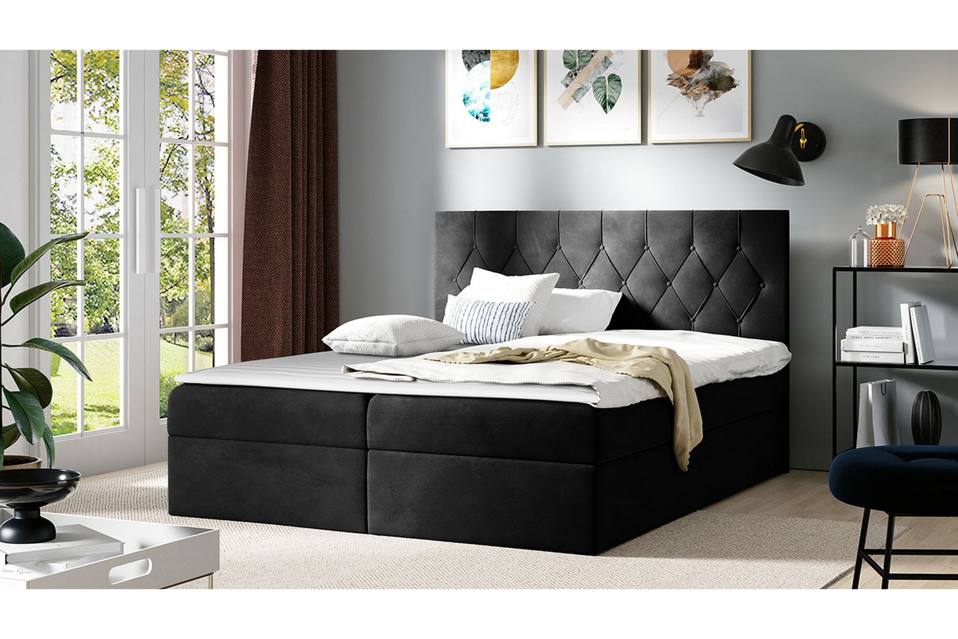 Kontinentalseng 164x208 cm - Svart - Møbler - Senger - Komplett sengepakke