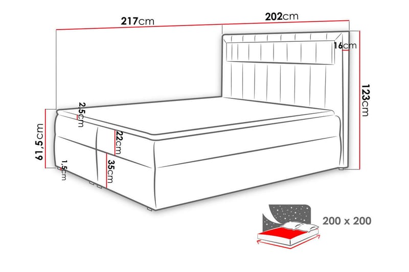 Kontinentalseng 200x200 - Svart - Møbler - Senger - Komplett sengepakke