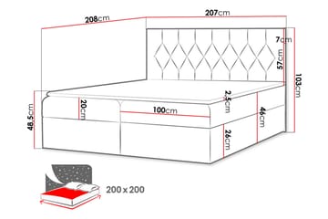 Kontinentalseng 204x208 cm - Grå - Møbler - Senger - Komplett sengepakke