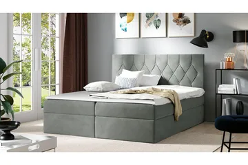 Kontinentalseng 204x208 cm - Grå - Møbler - Senger - Komplett sengepakke
