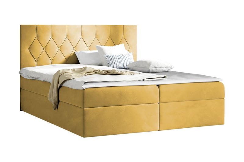 Kontinentalseng 204x208 cm - Gul - Møbler - Senger - Komplett sengepakke