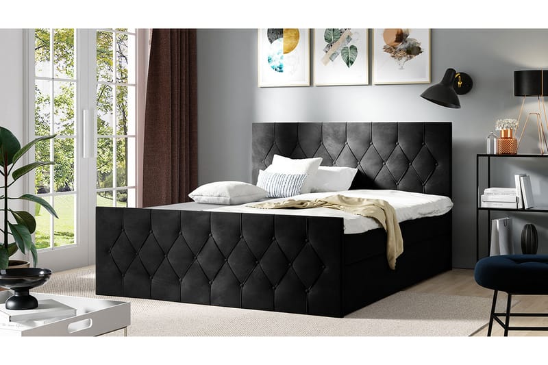 Kontinentalseng 207x216 cm - Svart - Møbler - Senger - Komplett sengepakke