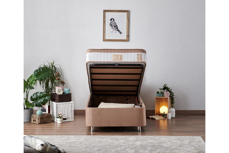 Latrona Kontinentalseng 90x190 cm - Lysebrun - Møbler - Senger - Komplett sengepakke