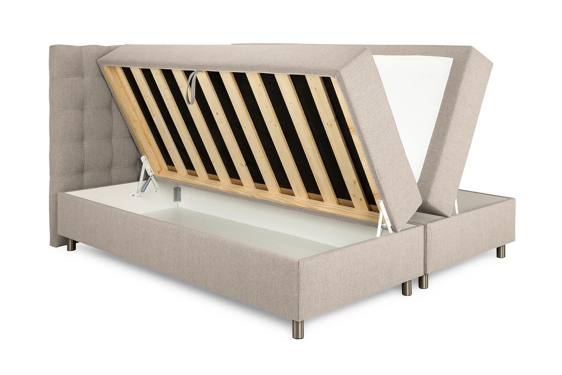Montana Dobbeltseng med Oppbevaring 160x200 cm - Beige - Møbler - Senger - Seng med oppbevaring