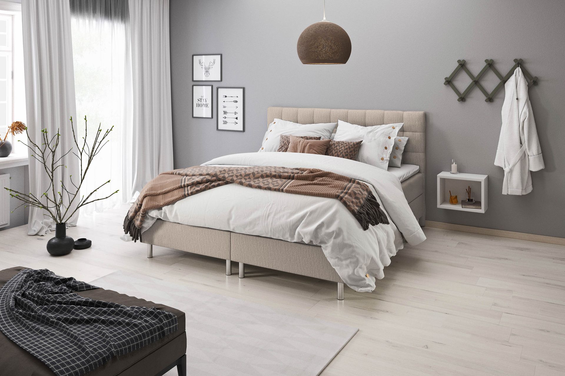 Montana Komplett Sengpakke med Oppbevaring 120x200 cm - Beige - Møbler - Senger - Seng med oppbevaring