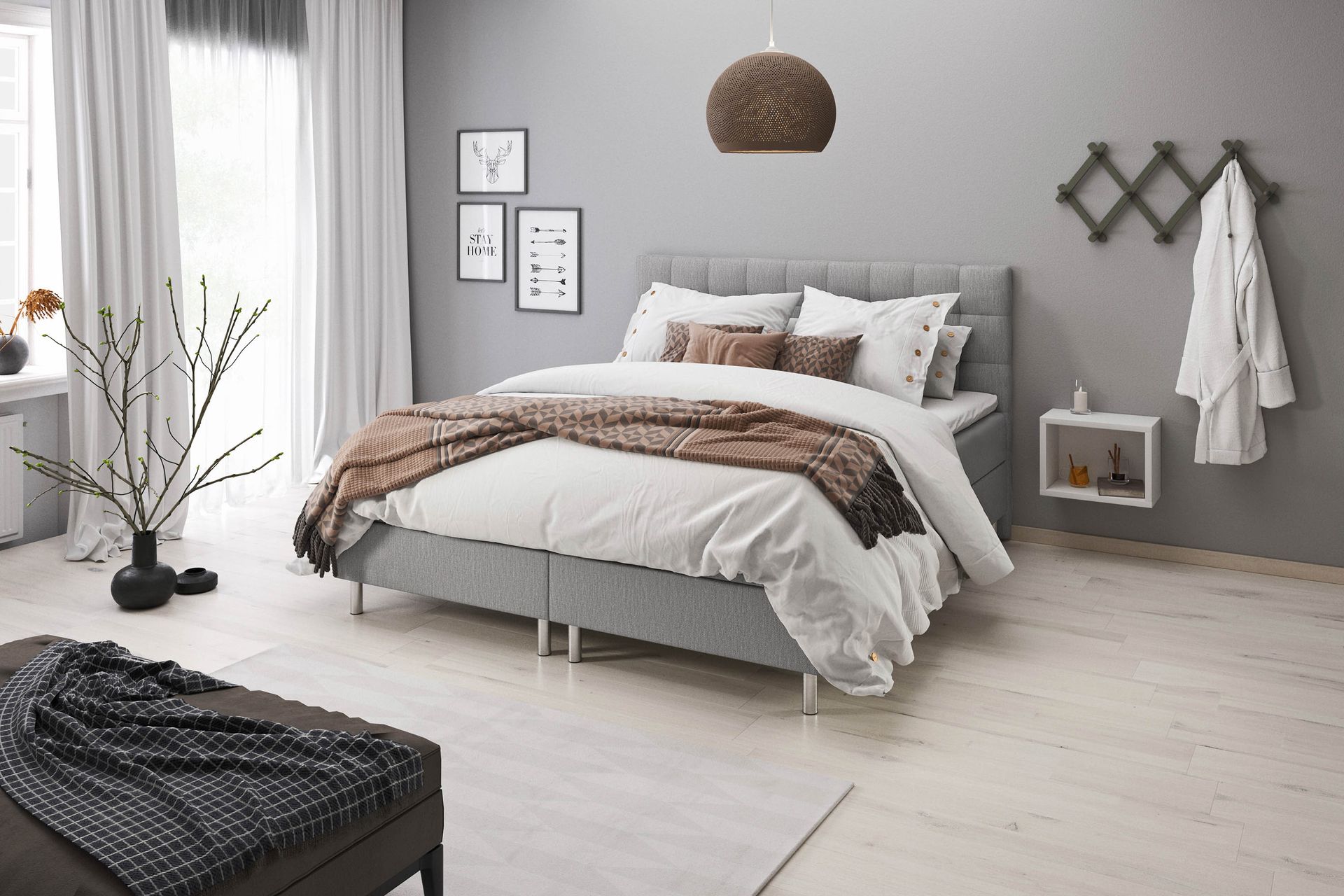 Montana Komplett Sengpakke med Oppbevaring 90x200 cm - Lysgrå - Møbler - Senger - Komplett sengepakke