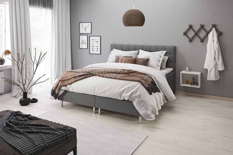 Montana Seng med Oppbevaring 120x200 cm - Grå - Møbler - Senger - Komplett sengepakke