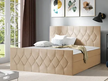 Oppbevaringsseng 167x216 cm - Beige - Møbler - Senger - Komplett sengepakke