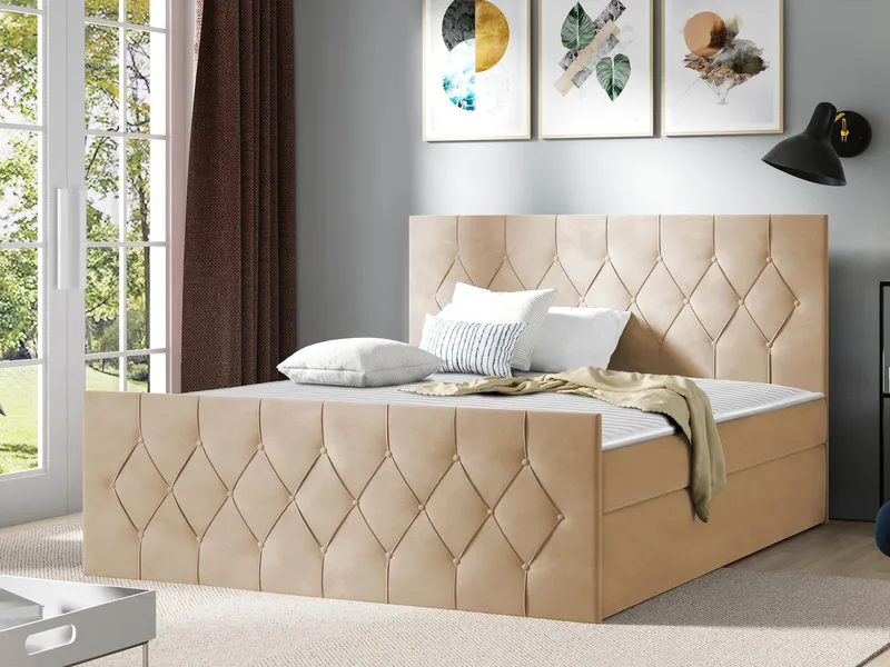 Oppbevaringsseng 167x216 cm - Beige - Møbler - Senger - Komplett sengepakke