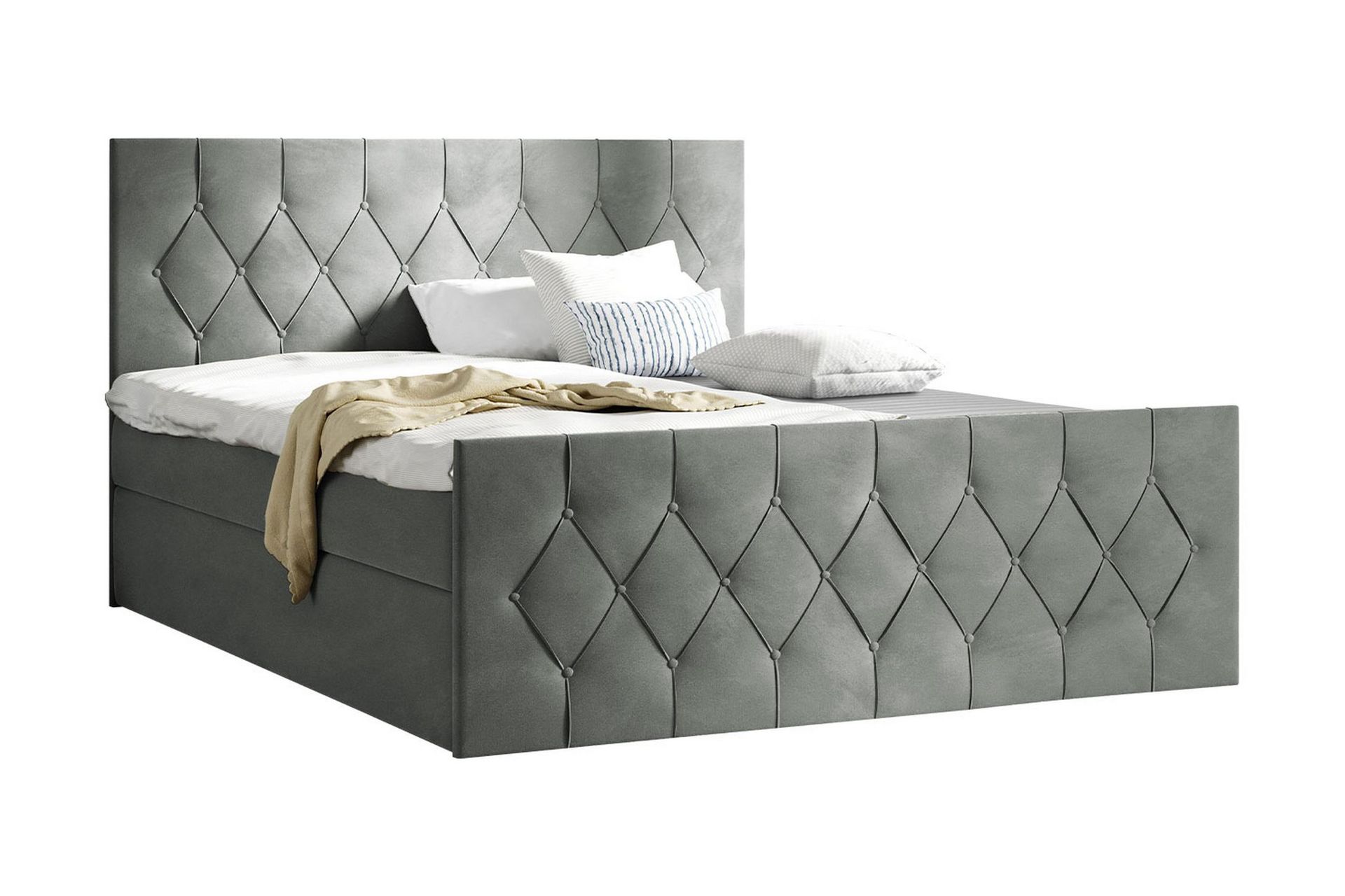 Oppbevaringsseng 167x216 cm - Grå - Møbler - Senger - Komplett sengepakke