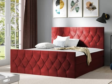 Oppbevaringsseng 167x216 cm - Rød - Møbler - Senger - Komplett sengepakke