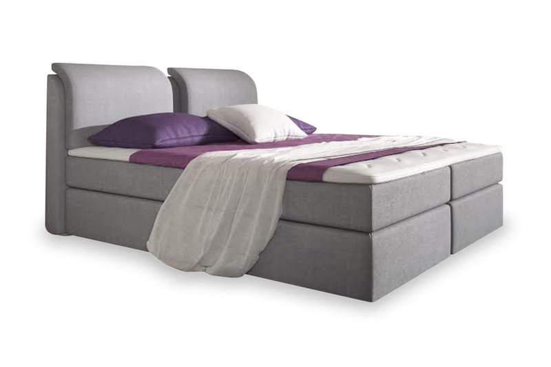 Owen Komplett Box Bed 160x200 - Grå - Komplett sengepakke - Seng med oppbevaring - Dobbeltsenger