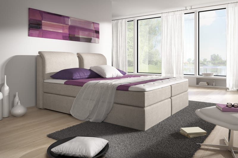 Owen Oppbevaringsseng 160x200 Beige - Møbler - Senger - Komplett sengepakke