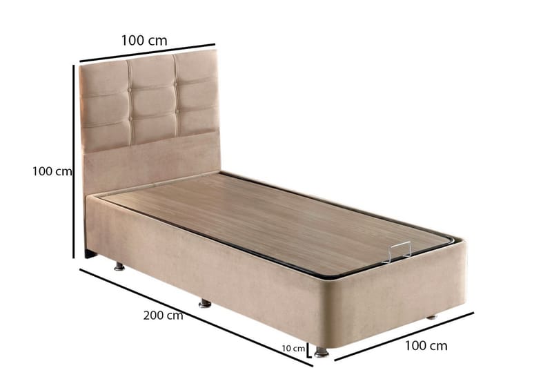 Reghum Kontinentalseng 100x200 cm - Lysebrun - Komplett sengepakke - Kontinentalsenger