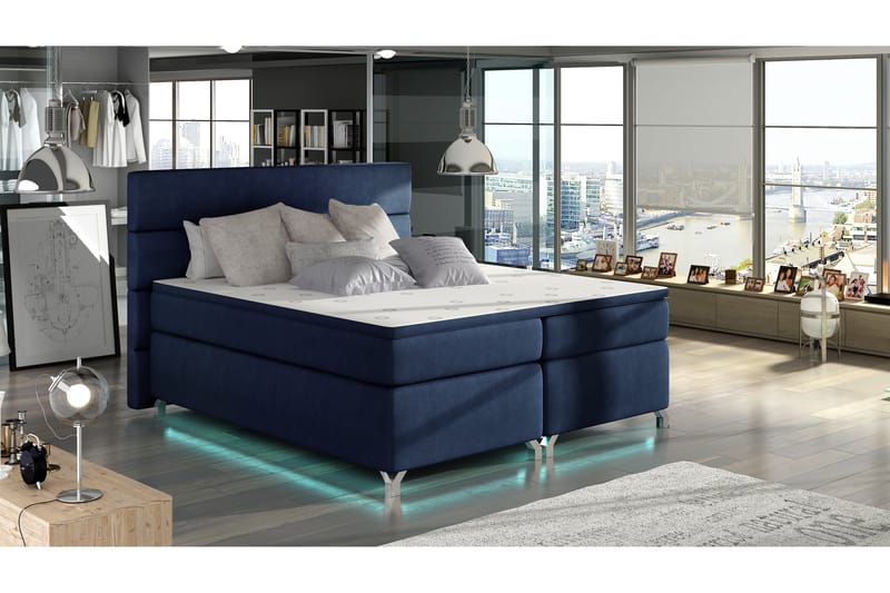 Rodgerez Rammeseng 180x200 cm - Blå - Komplett sengepakke - Kontinentalsenger - Dobbeltsenger