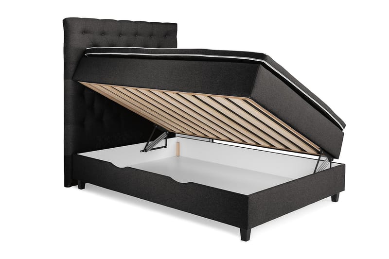Royal Seng med Oppbevaring 120x200 - Mørkegrå - Komplett sengepakke - Kontinentalsenger