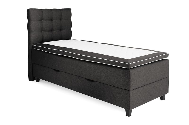 Royal Seng med Oppbevaring 90x200 - Mørkegrå - Komplett sengepakke - Kontinentalsenger