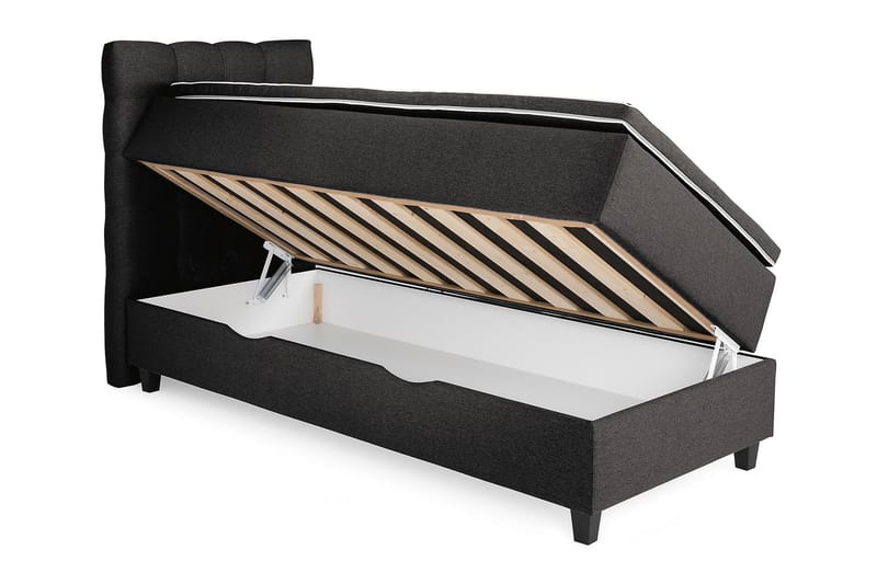 Royal Seng med Oppbevaring 90x200 - Mørkegrå - Komplett sengepakke - Kontinentalsenger