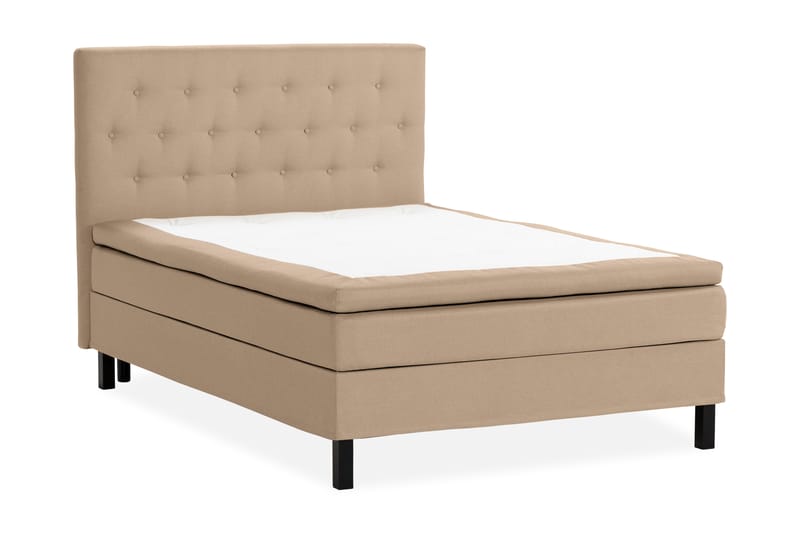 Scarlett Sengepakke 140x200 Skummadrass - Knappet gavl Beige - Møbler - Senger - Komplett sengepakke