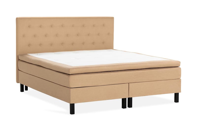 Scarlett Sengepakke 150x200 Skummadrass - Knappet gavl Beige - Møbler - Senger - Komplett sengepakke