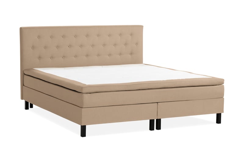 Scarlett Sengepakke 210x210 Skummadrass - Knappet gavl Beige - Komplett sengepakke - Kontinentalsenger