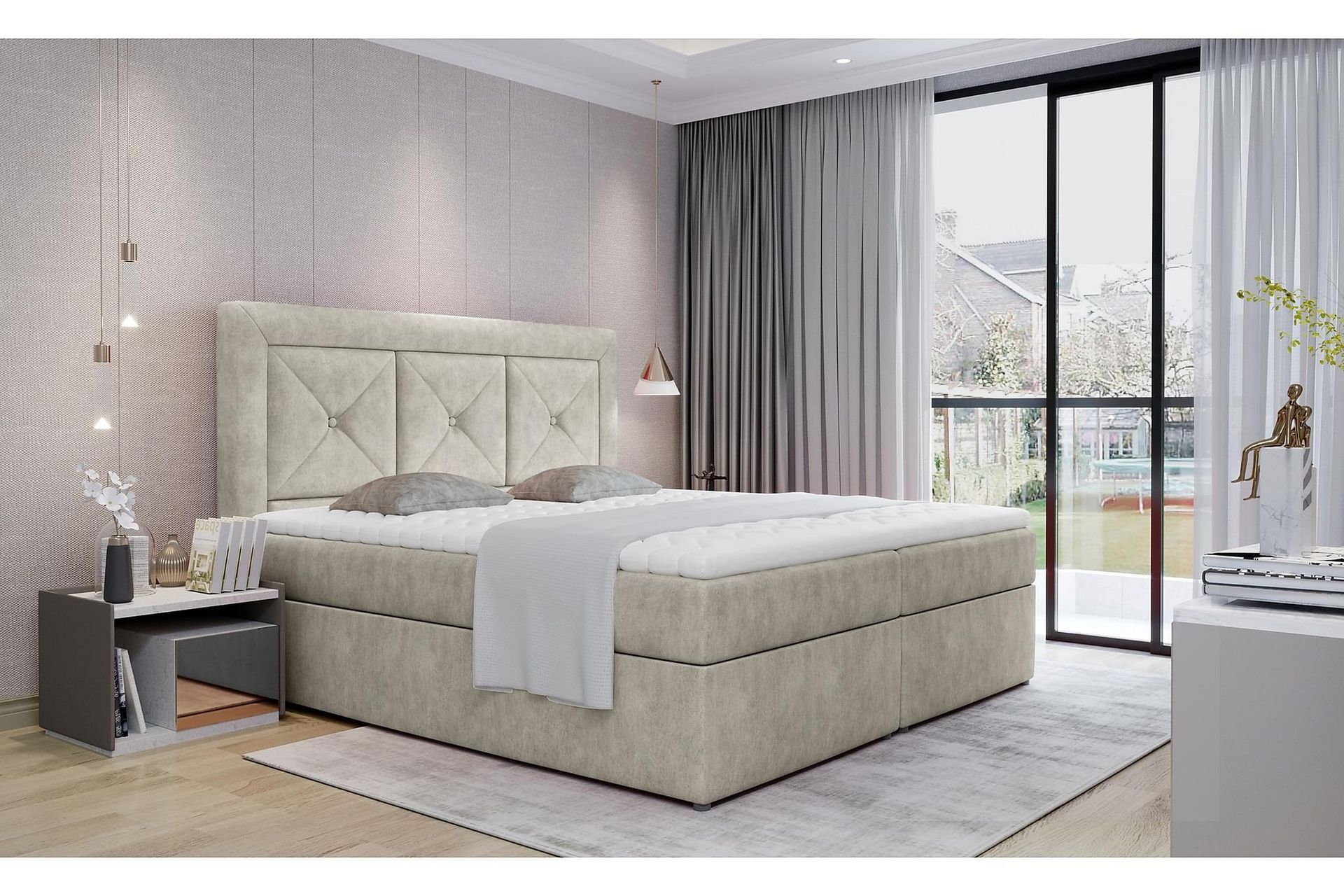 Sidria Sengepakke 180x200 cm - Beige - Møbler - Senger - Komplett sengepakke
