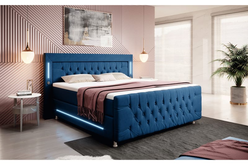 Valentino Sengepakke Kontinentalseng 140x200 - Blå (+Flere valg) - Komplett sengepakke - Kontinentalsenger