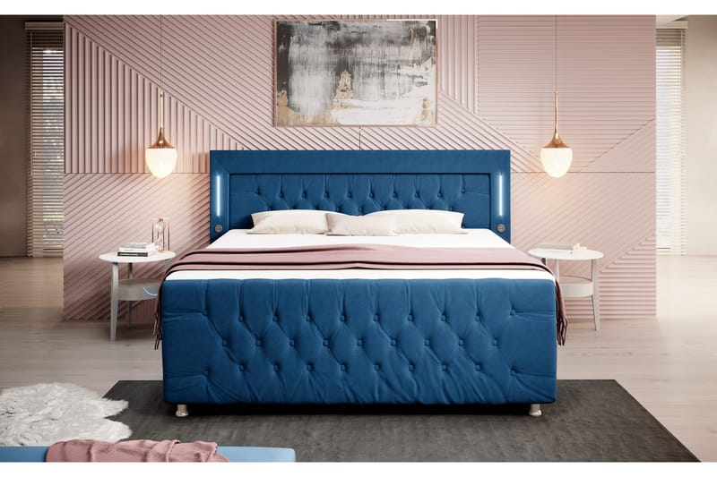 Valentino Sengepakke Kontinentalseng 140x200 - Blå (+Flere valg) - Komplett sengepakke - Kontinentalsenger
