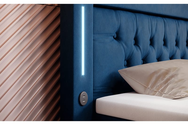 Valentino Sengepakke Kontinentalseng 160x200 - Blå (+Flere valg) - Komplett sengepakke - Kontinentalsenger